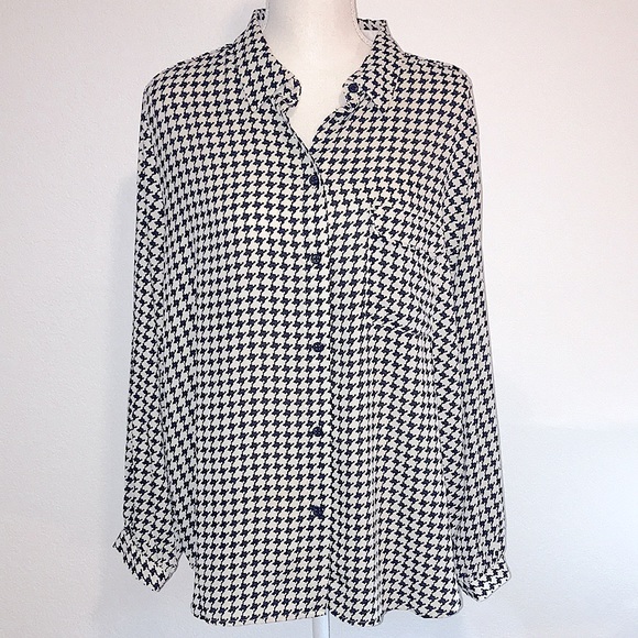 Who What Wear Long Sleeve Houndstooth Check Work Casual Shirt Size XXL - Picture 3 of 7